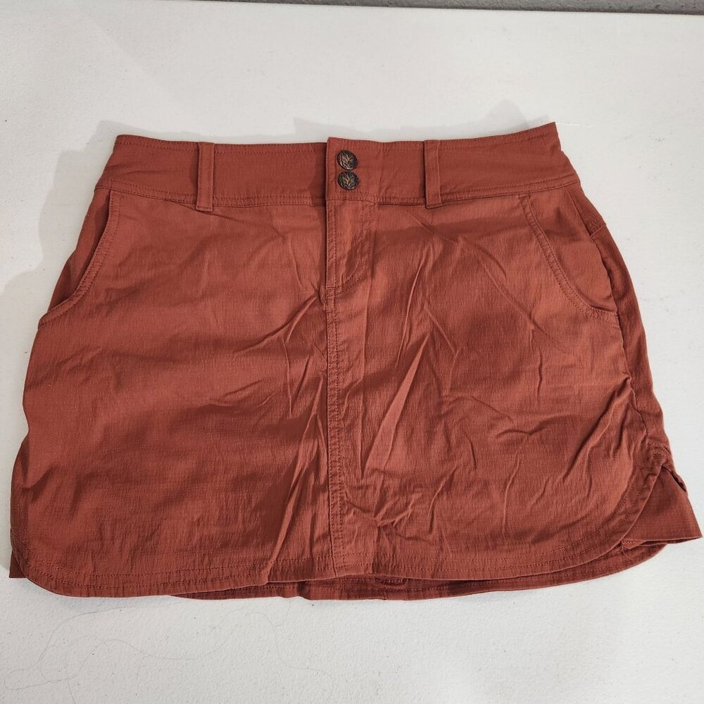 Prana Womens Rust Orange Button Closure Skort Size 2 Lightweight Cotton Skort
